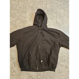 VTG Berne Jacket 5XL REGULAR‎ Black Canvas Fleece Lined Hooded Workwear Gorpcore
